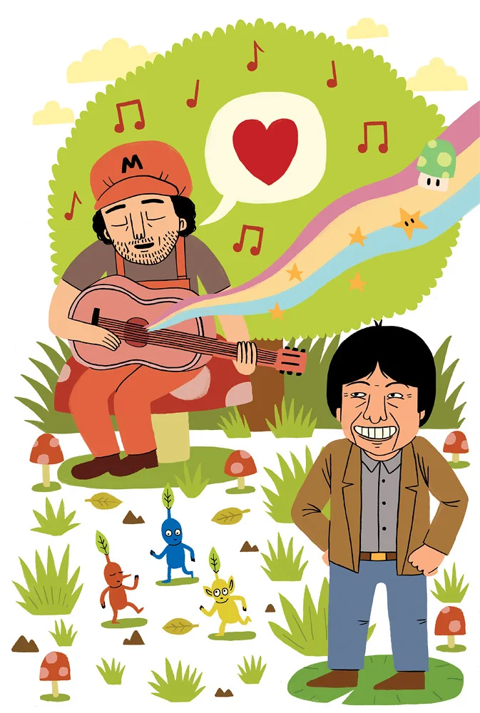 Illustrated Song A Day scene with a guitarist and colorful characters